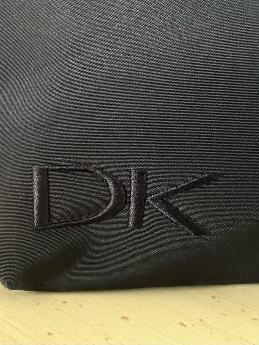 Donna Karan New York Black Nylon Shoulder Bag DK Logo Zip Top